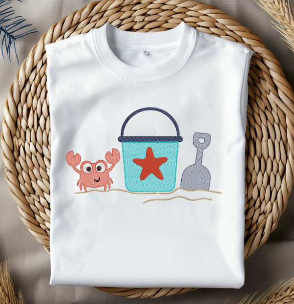 Beach Bucket and Shovel Embroidery Design