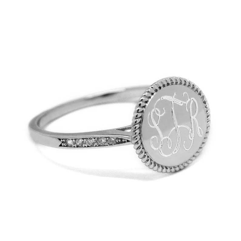Atlanta Jewelers Supply - Sterling Silver Plain Face Engravable Circle Ring With Roped: 6