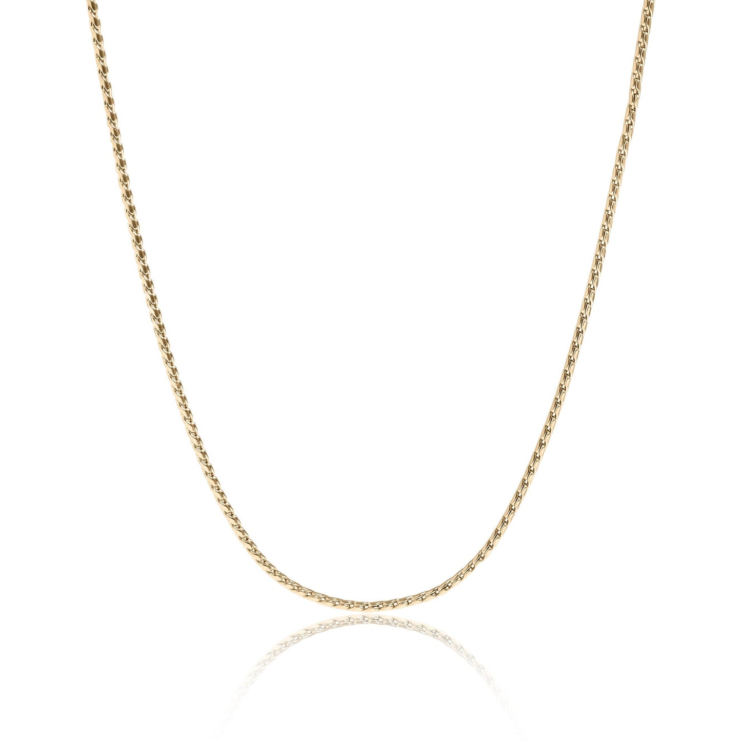 WJW - Stainless Steel Twisted Round Link Chain Necklace: Gold / 18+2"