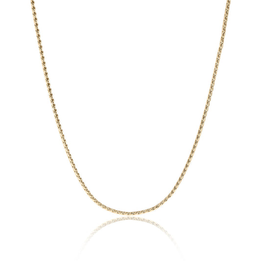 WJW - Stainless Steel Twisted Round Link Chain Necklace: Gold / 18+2"