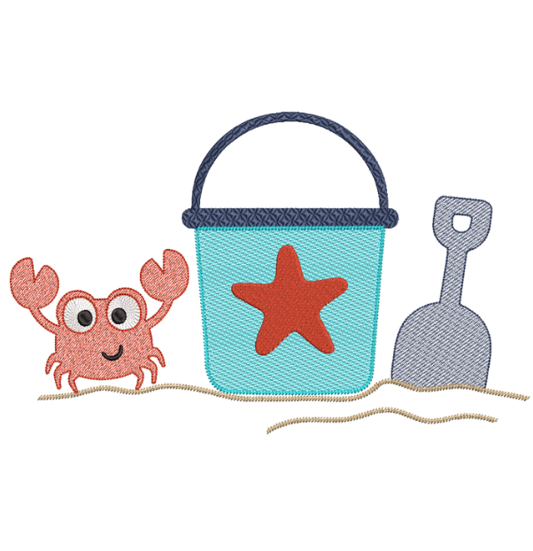 Beach Bucket and Shovel Embroidery Design