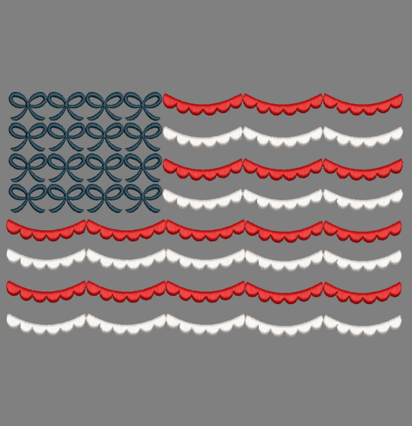 Scalloped American flag design for embroidery machine