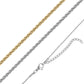 WJW - Stainless Steel Twisted Round Link Chain Necklace: Gold / 18+2"