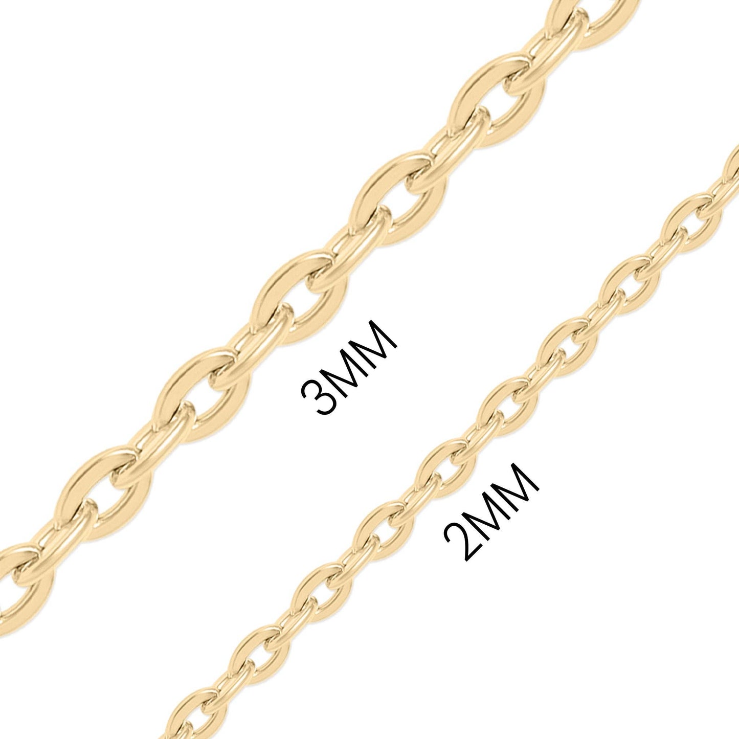 WJW - 18K Gold PVD Stainless Steel Flat Oval Loop Chain: 18" / 2mm
