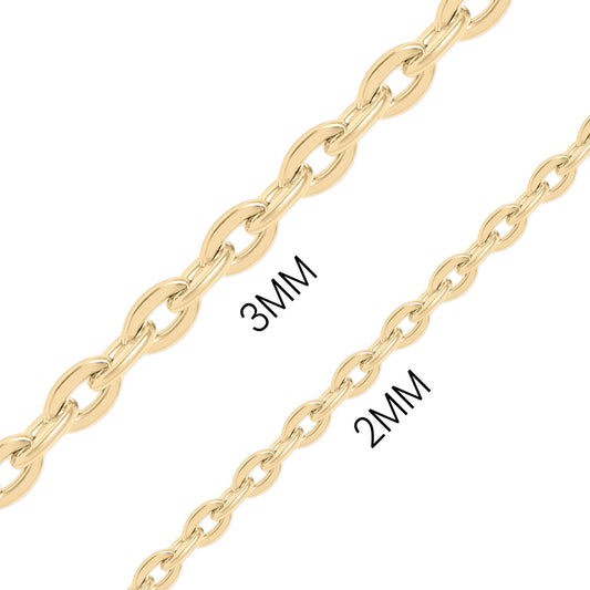 WJW - 18K Gold PVD Stainless Steel Flat Oval Loop Chain: 18" / 2mm