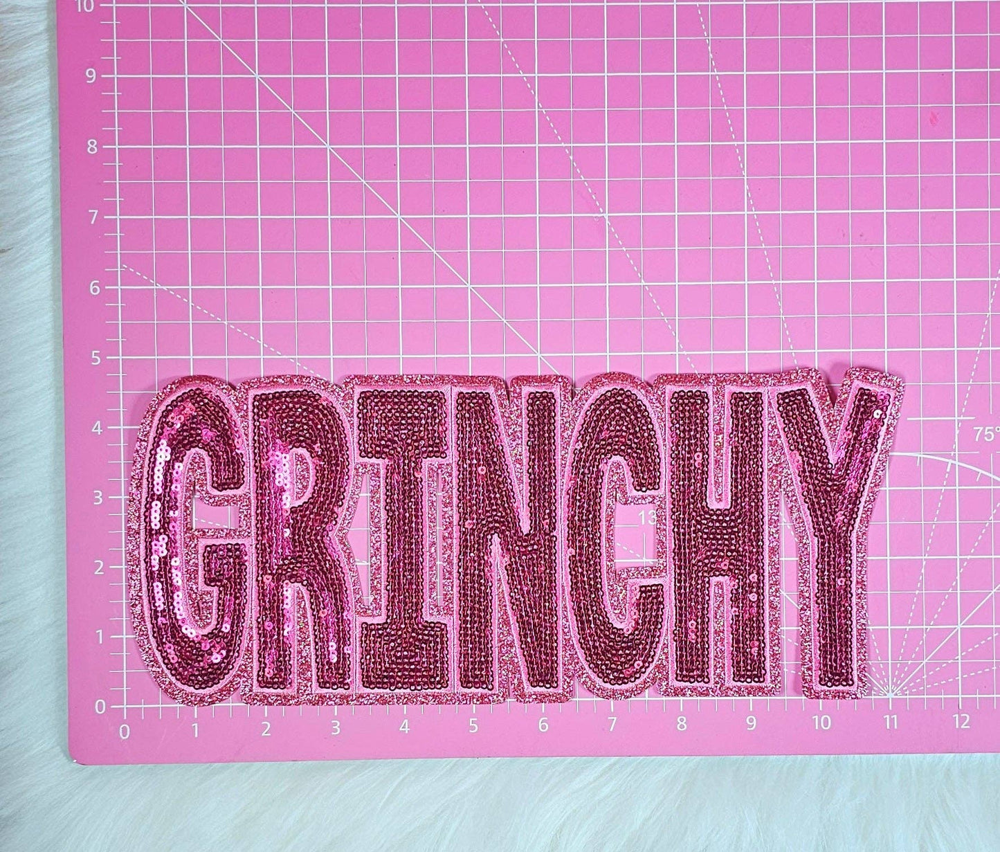 Scratch Decor - Grinchy Sequin On Glitter Iron-on Patch: Hot Pink
