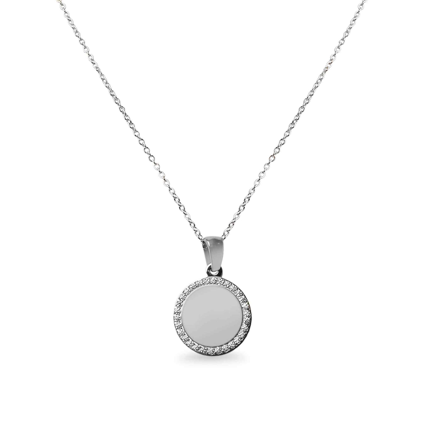 WJW - 18K PVD Coated Stainless Steel Round Pendant Necklace with CZ Accents: Gold
