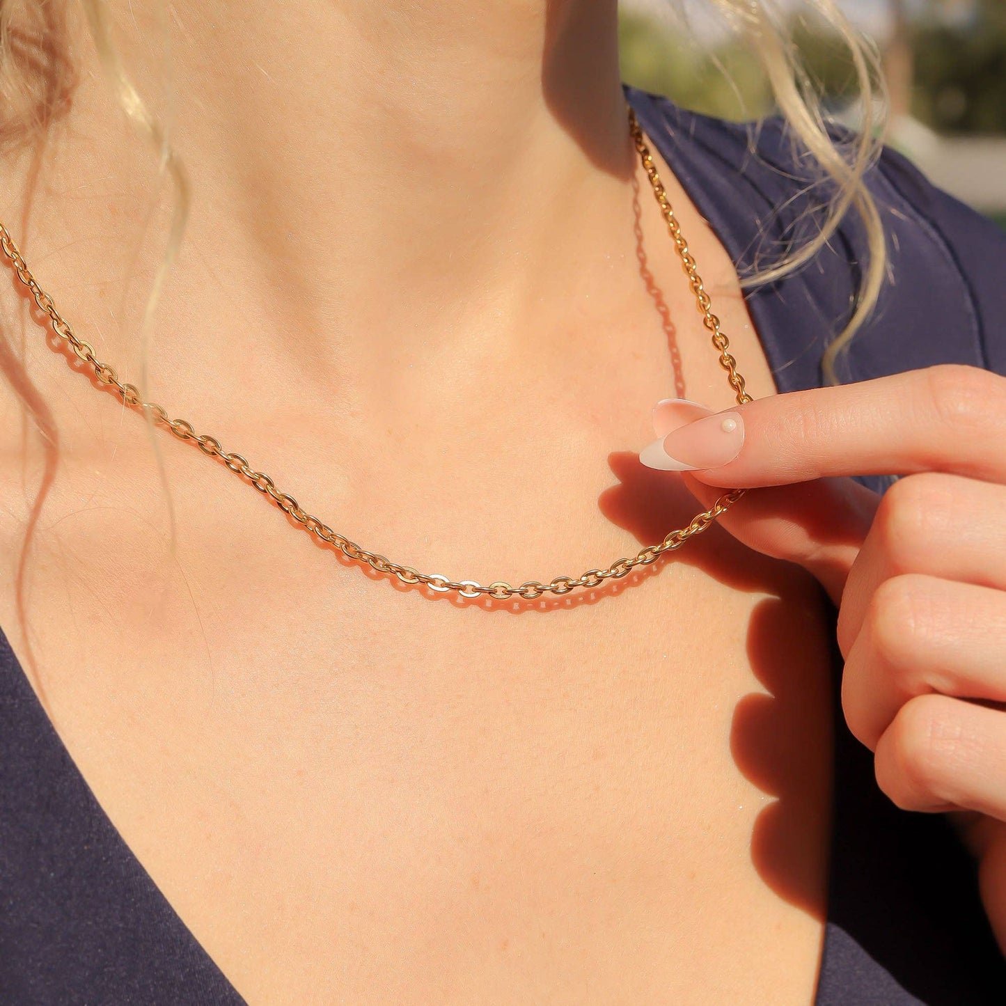 WJW - 18K Gold PVD Stainless Steel Flat Oval Loop Chain: 18" / 2mm