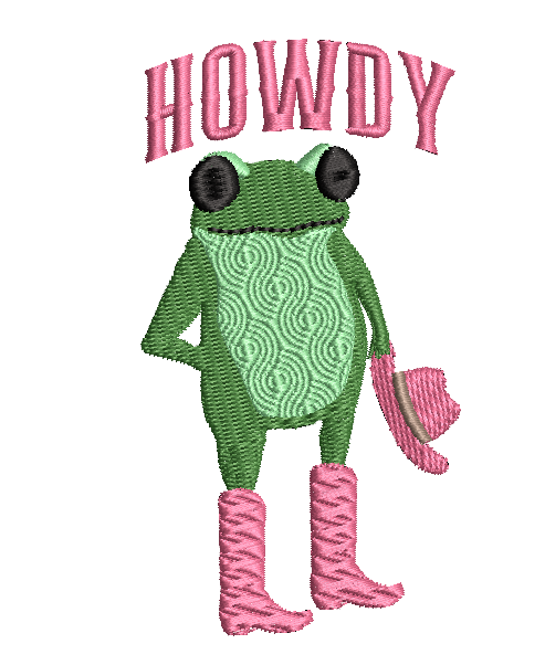 Howdy Frog Embroidery Design