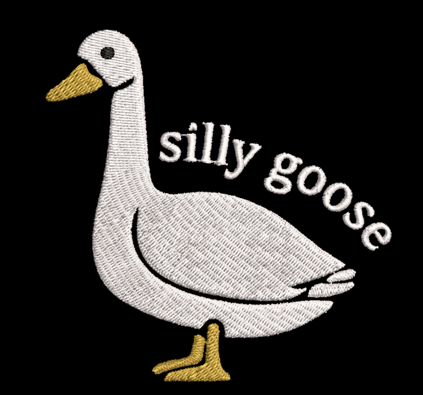 white silly goose embroidery quick stitch embroidery