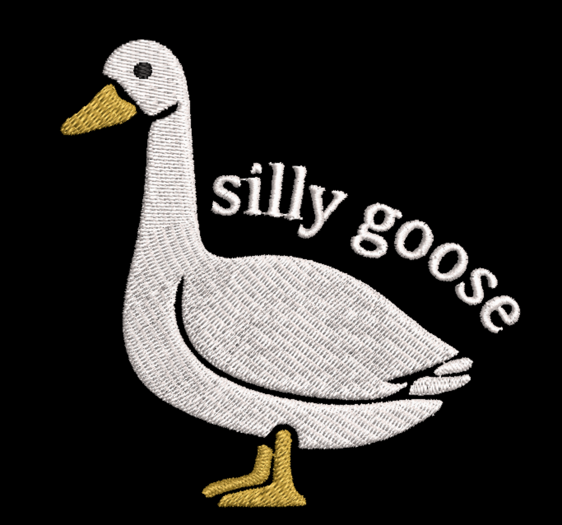 white silly goose embroidery quick stitch embroidery
