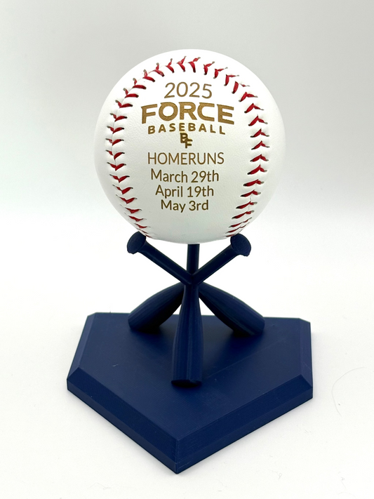 Personalized engraved baseball with custom stand