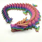 3D printed articulating dragon in vibrant colors
