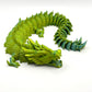 3D printed articulating dragon in vibrant colors
