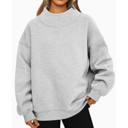 Mock Split Neck Oversized Sweatshirt