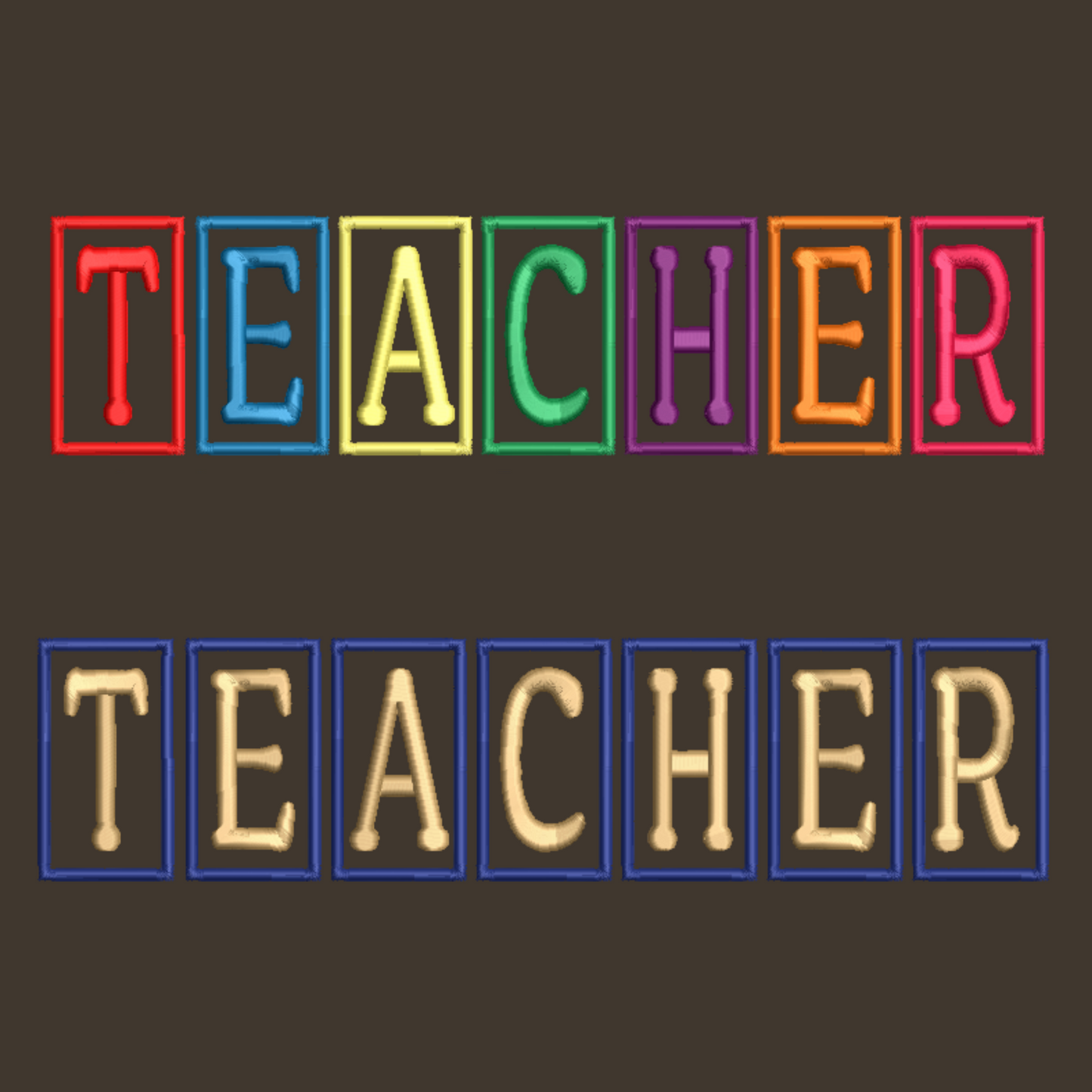 Teacher Puff Embroidery Designs
