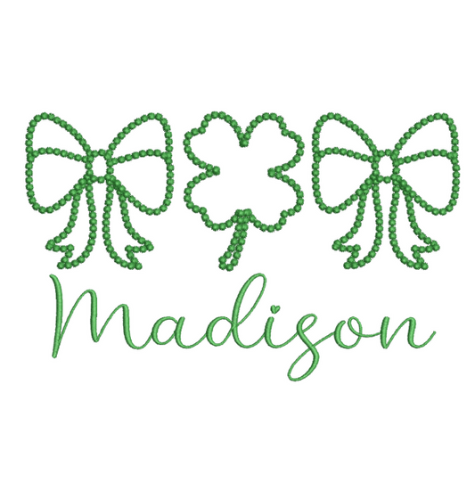 Shamrock and Bow Dots Embroidery