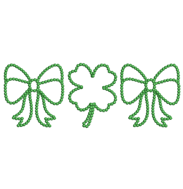 Shamrock and Bow Dots Embroidery