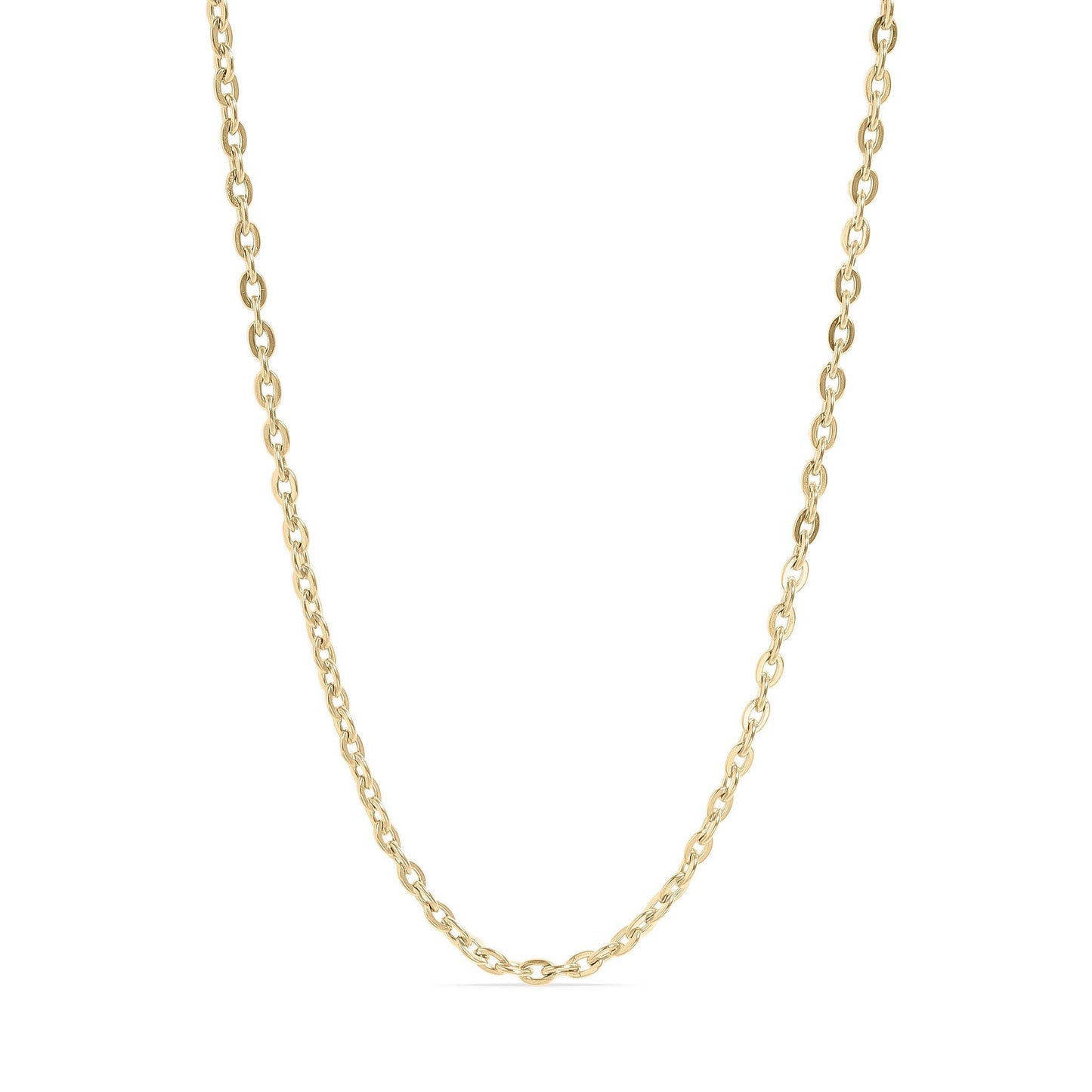 WJW - 18K Gold PVD Stainless Steel Flat Oval Loop Chain: 18" / 2mm