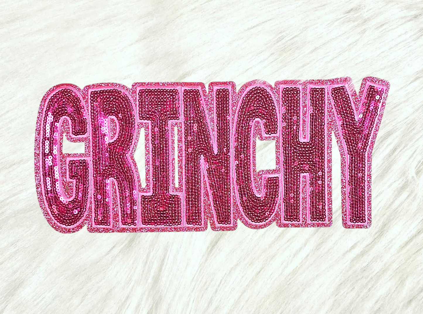 Scratch Decor - Grinchy Sequin On Glitter Iron-on Patch: Hot Pink