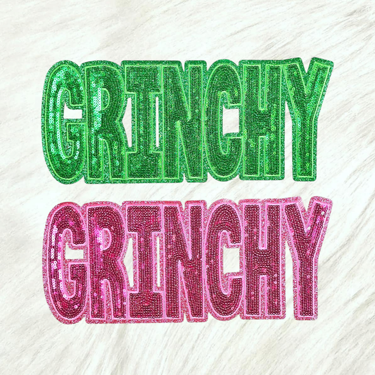 Scratch Decor - Grinchy Sequin On Glitter Iron-on Patch: Hot Pink